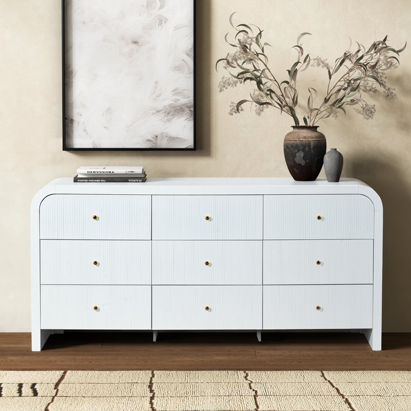 Liabella 9 Drawer Curv Dresser, White