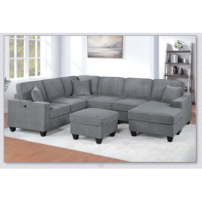 Ensemble modulaire moderne 5 pièces avec port USB, rangement et repose-pieds cocktail pour une vie confortable