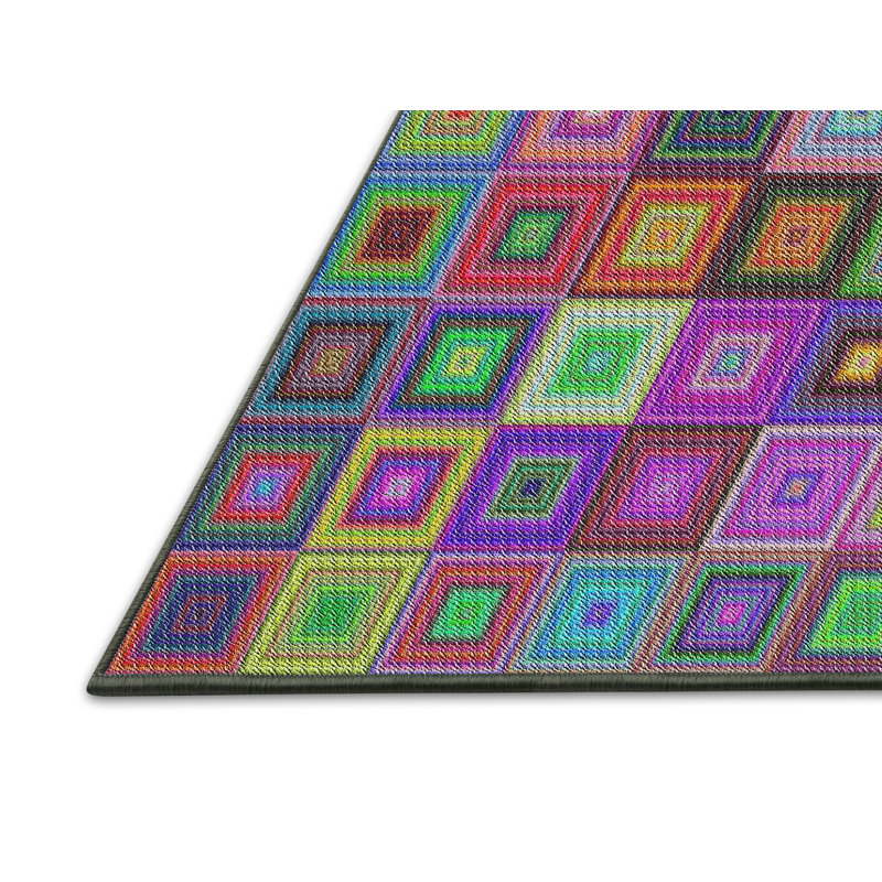 Tapis bleu/vert/rose, Rectangle 5 pi x 7 pi