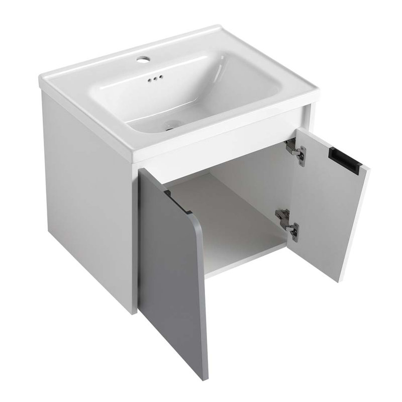 Meuble-lavabo double 59,6 po avec plateau en céramique 59,6 po