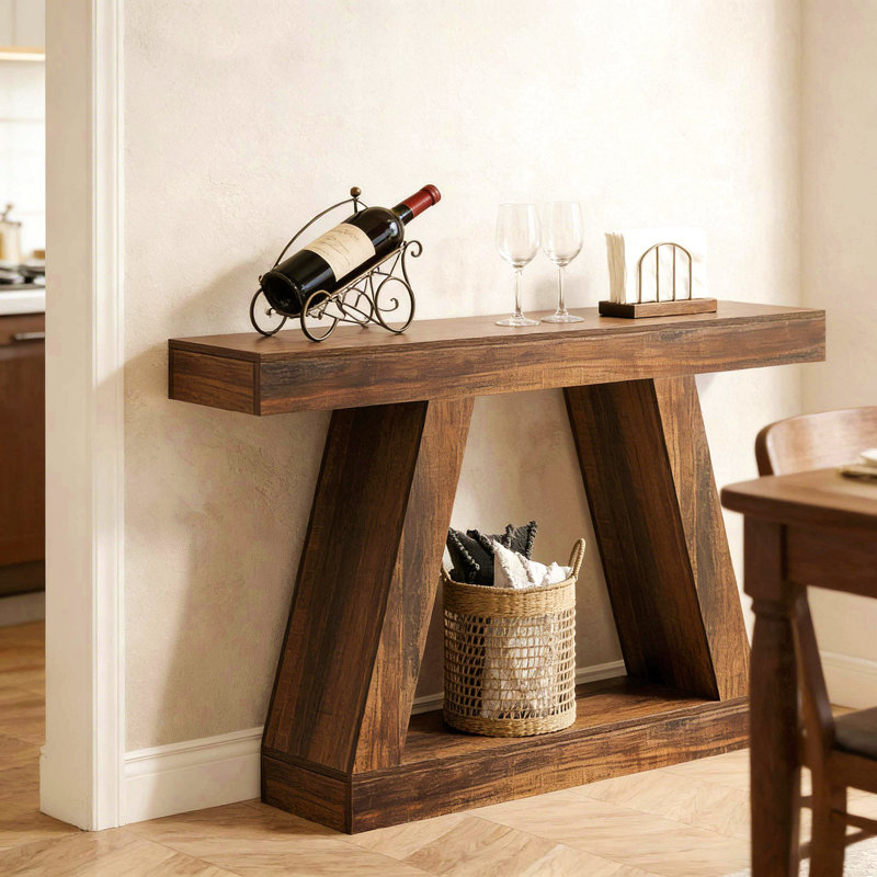Console 55 po avec rangement Farmhouse, Marron foncé