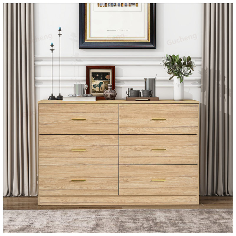Commode 6 tiroirs Modern Modern, Naturel