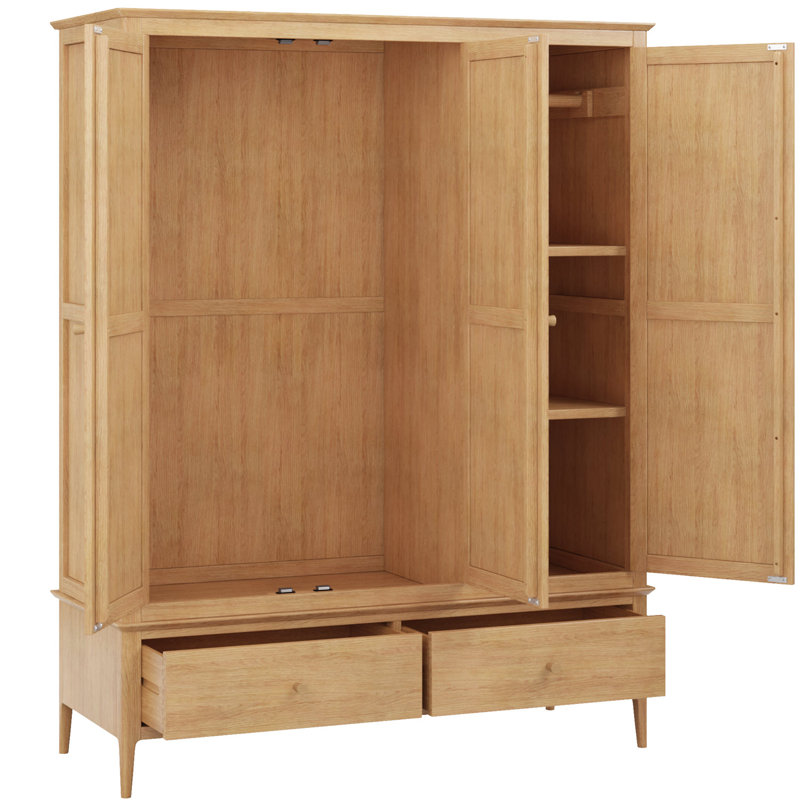 Brigance 3 Door Manufactured Wood + Solid Wood Wardrobe