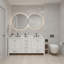 Meuble-lavabo 72 po, meuble-lavabo avec cadre en bois massif, comptoir autoportant avec 2 cuves blanc
