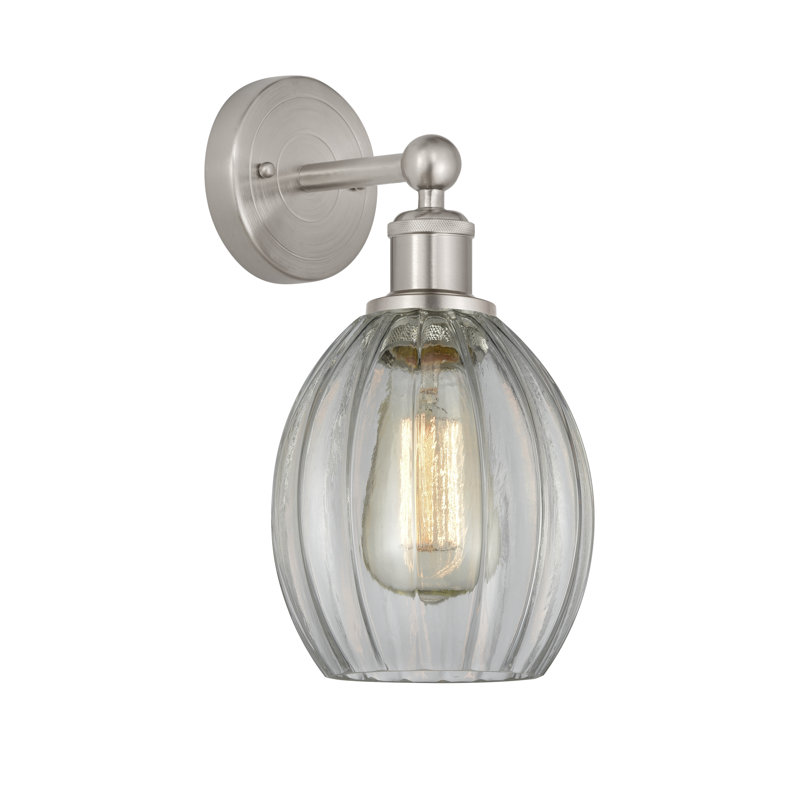 Casandria Armed Sconce, Clear, Brushed Satin Nickel
