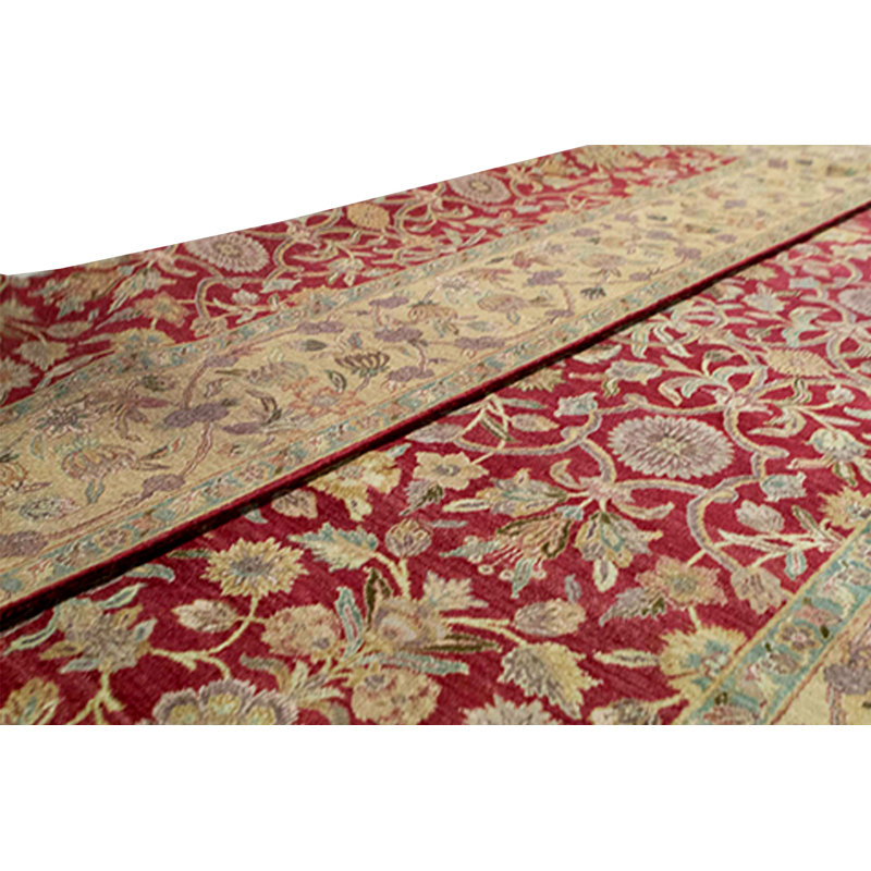 Tapis rouge et or de haute qualité noué à la main