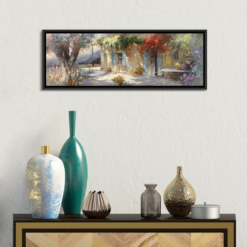 « gardino ii », reproduction sur toile, H 12 po x l 36 po x P 1,5 po, Toile avec cadre noir