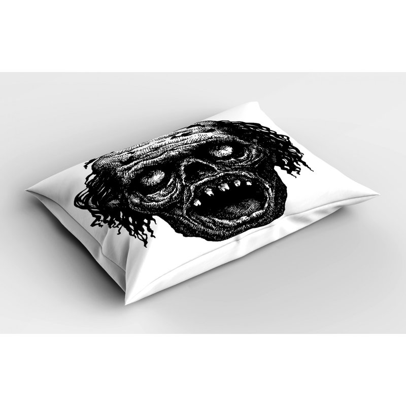 Black/Gray Polyester Microfiber Piece Sham, Twin