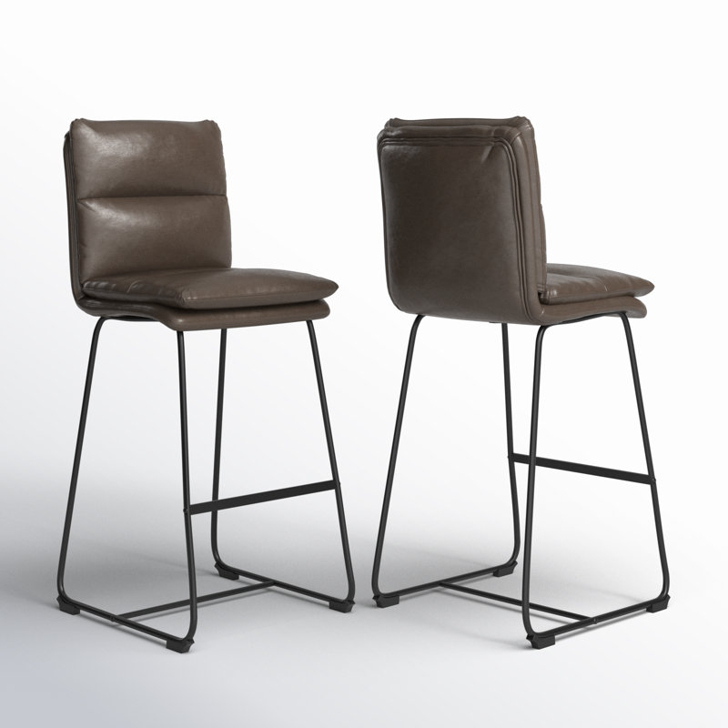 Volana Upholstered Counter Stool, Brown Faux Leather, Bar Stool (30" Seat Height)