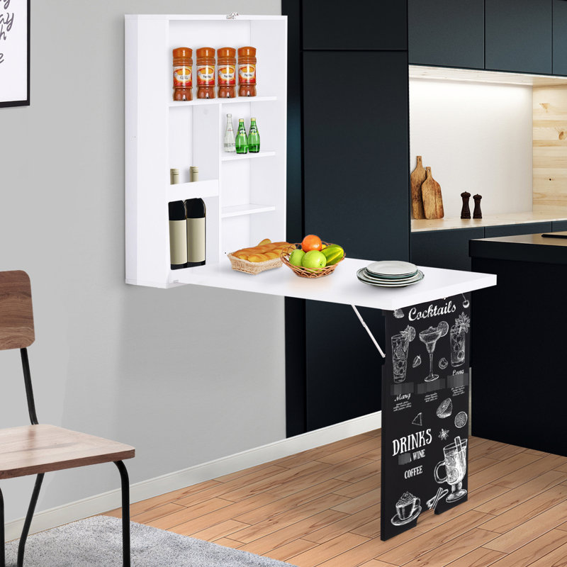 Bureau d'écriture mural avec tableau noir, blanc