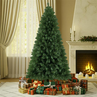Arbre de Noël artificiel 6 pi - Branches en PVC pleine grandeur, 1000 pointes, articulées et robustes pour les ornements, base en métal durable non éclairée, décor des Fêtes