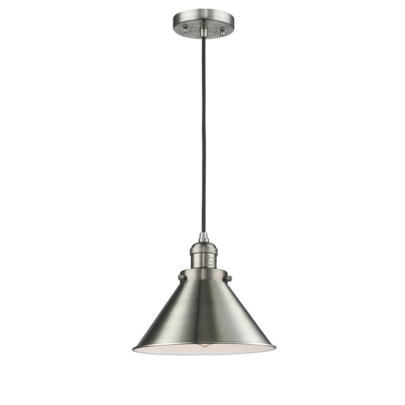 Luminaire suspendu conique 1 lumière Stonecrest, Ampoule DEL 6 watts Vinage, Nickel satiné brossé, Nickel satiné brossé