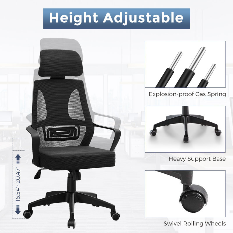 Maurita Mesh Gaming Chair with Headrest