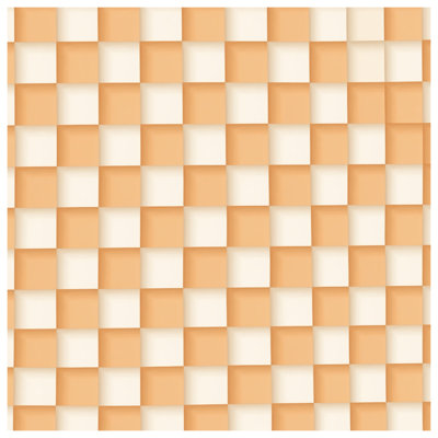 Orange White Checkered Quilted Bedspread All Sizes