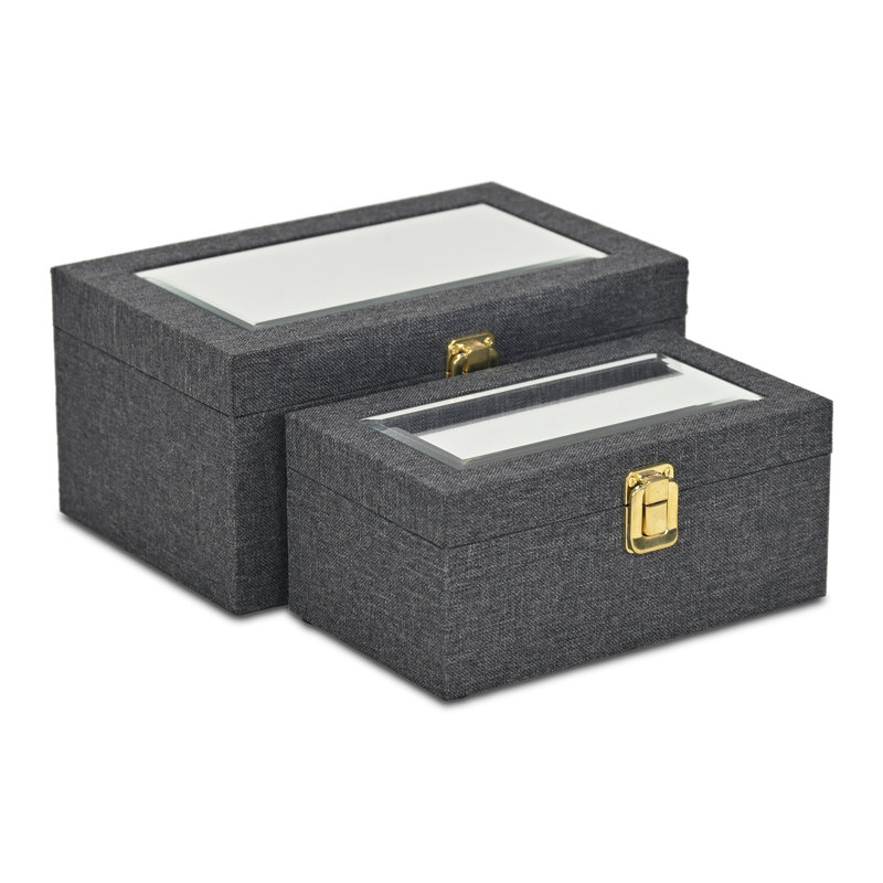 Ensemble de 2 boîtes décoratives Aiyanna, Gris foncé