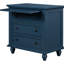Meuble de rangement bleu à 3 compartiments, table d'appoint robuste en bois avec plateau coulissant, meuble polyvalent