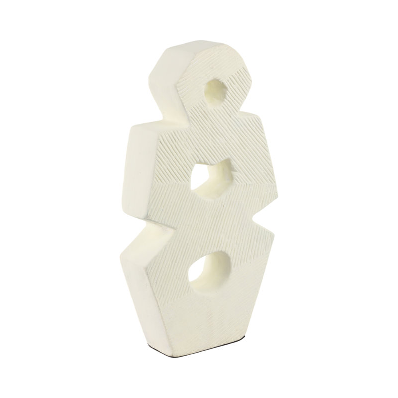 Modern Glam Pottery & Terracotta Abstract Sculpture with Textured Geometric Design., 18" H x 9" W x 9" D