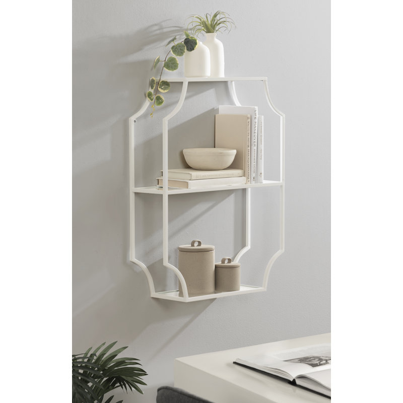 Johnalbert 3 Piece Scalloped Metal Accent Shelf, White