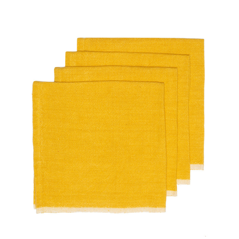 Chunky Linen Square Napkins, Mustard