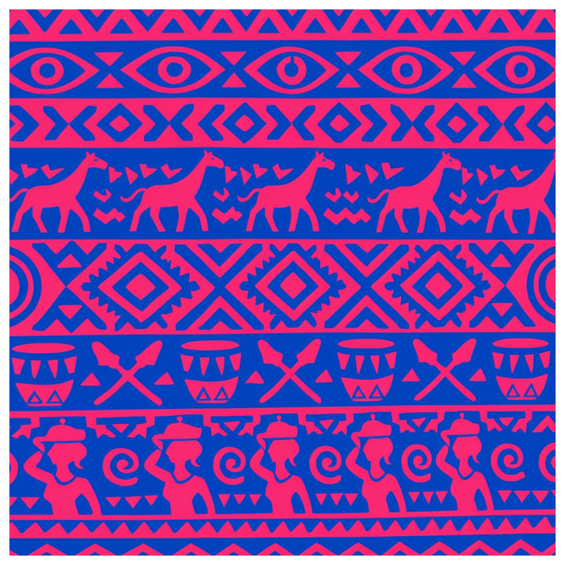 Couvertures roses et bleues à motif africain, L 50 po x H 60 po