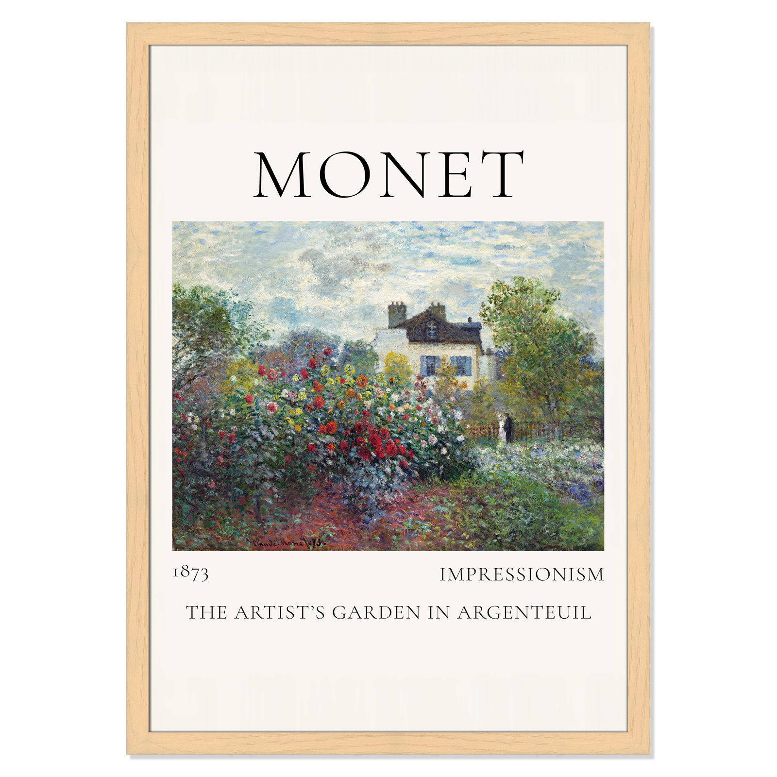 Rocchetto "Artists Garden in Argenteuil" Print, Natural Single Picture Frame, No, 49" H x 35" W x 1.25" D