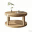 Table basse et canapé de 31,5 pouces en bois massif rond - plateau épaissi à deux niveaux, pieds robustes, table circulaire pour le salon-129103933
