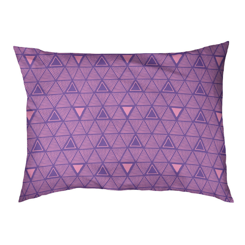 Coussin d’extérieur pour chien à main triangles Chen, Moyen (l 40 po x P 6,5 po x H 30 po), Mauve / Rose