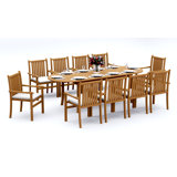 9 Pcs Grade-A Teak Wood Dining Set: 94" Double Extension Oval Table And 8 Cahyo Stacking Arm Chairs #11CH2208