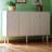 Minimalist Shoe Cabinet With 5 Solid Wood Legs, Cream Style Sideboard Buffet Cabinet With Fluted Doors, Large 4-door Storage Cabinet With Adjustable Shelves For Living Room, White, 55.1*13.7"