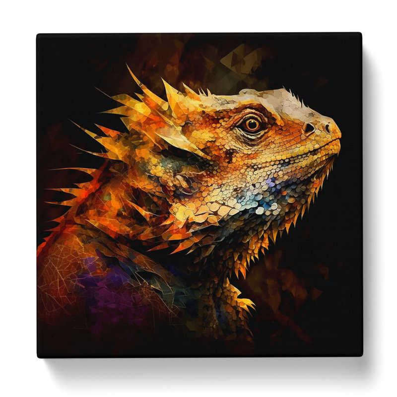 Bearded Dragon Abstract Expressionism - Wrapped Canvas - Framed Print, 35cm H x 35cm W x 3cm D