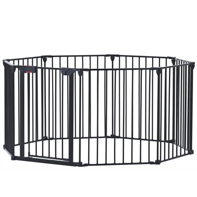 200" Adjustable Safety Gate 8 Panels Play Yard Metal Doorways Fireplace Fence Christmas Tree Fence Gate For House Stairs Gate Prohibited Area Fence