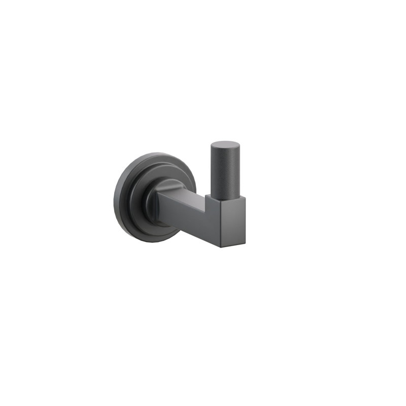 Emtek Select Single Hook w/ Step Disc Rosette, Square Stem & Knurled Tip, Polished Chrome
