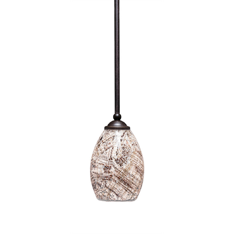 Mini-luminaire suspendu Zilo avec verre fusion, H 8 po x l 5 po, Naturel, Granit foncé