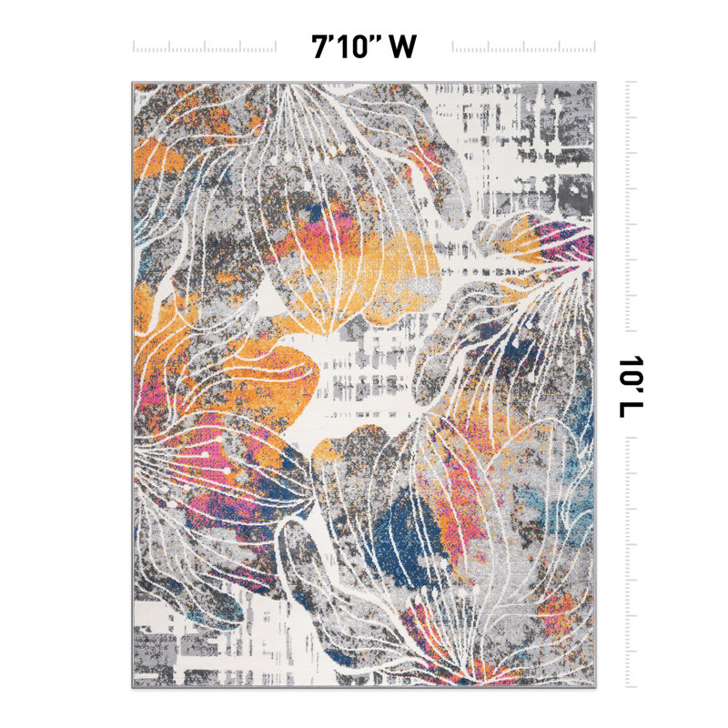 Dionta Abstract Floral Area Rug, Multicolor, Rectangle 7'10" x 10'