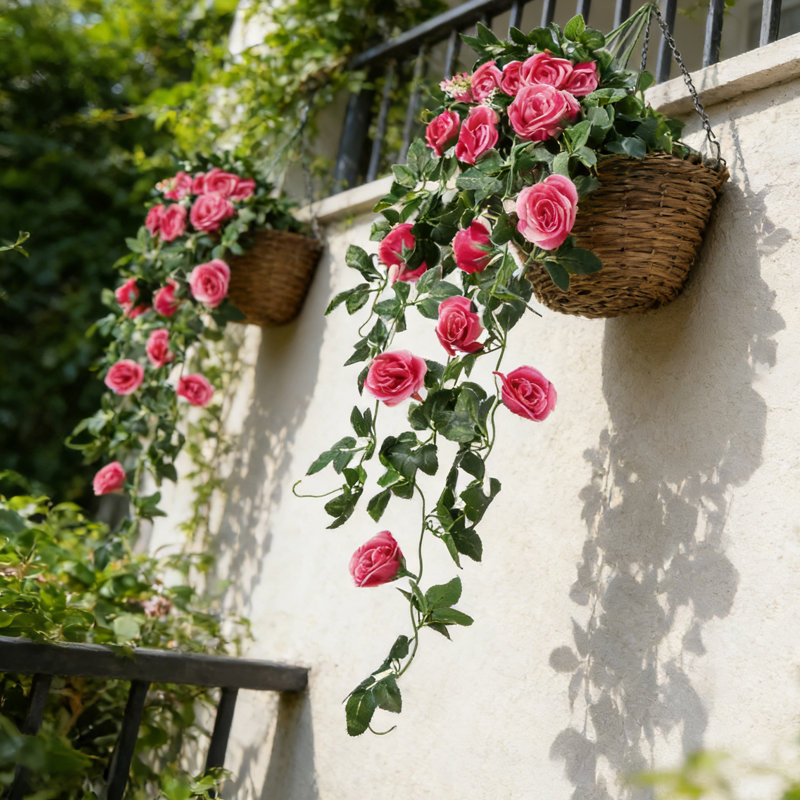 2 Pack Artificial Hanging Rose Vine - 37in Realistic Silk Fake Flowers for Wall, Wedding, Home Decor, All Season & Holiday Decoration