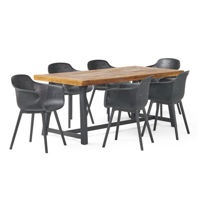 Filmore Acacia Solid Wood 7-Piece Patio Dining Set