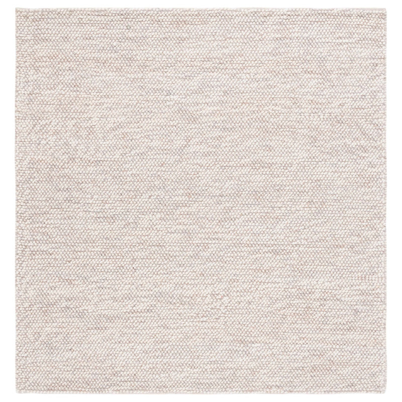 Almus Geometric Handmade Hand-Loomed Beige / Ivory Area Rug, Square 6'