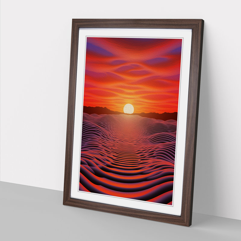 Sunset Op 1 Piece Single Picture Frame Wall Art, 64cm H x 46cm W x 2cm D, Walnut