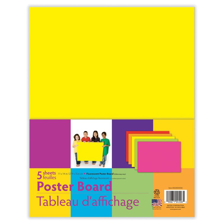 UCreate Neon Poster Board 11 inch x 14 inch Assorted Colors 5 Sheets per Pack 12 Packs (pacmmk04506-12)