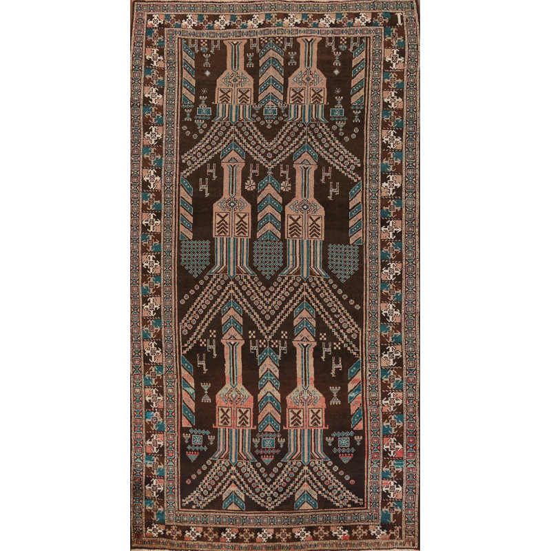 Tapis de couloir géométrique traditionnel 4x9