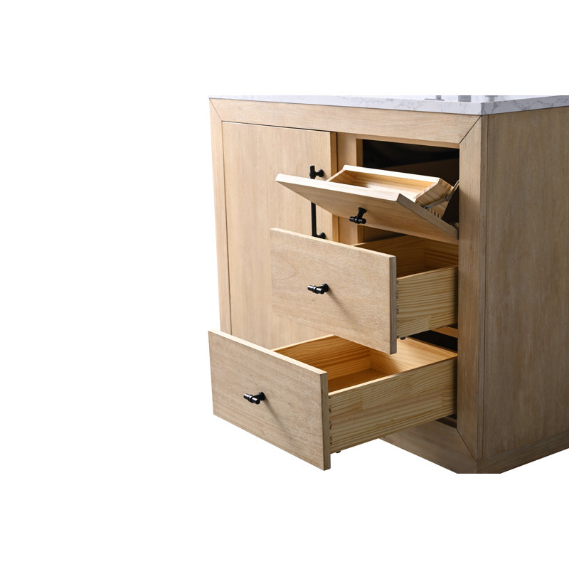 Ensemble de meuble-lavabo simple 42 po, Arabescato blanc, Blé clair