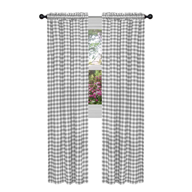 Paire de rideaux semi-transparents avec passe-tringle Ramillies, Grey, 42" W x 95" L