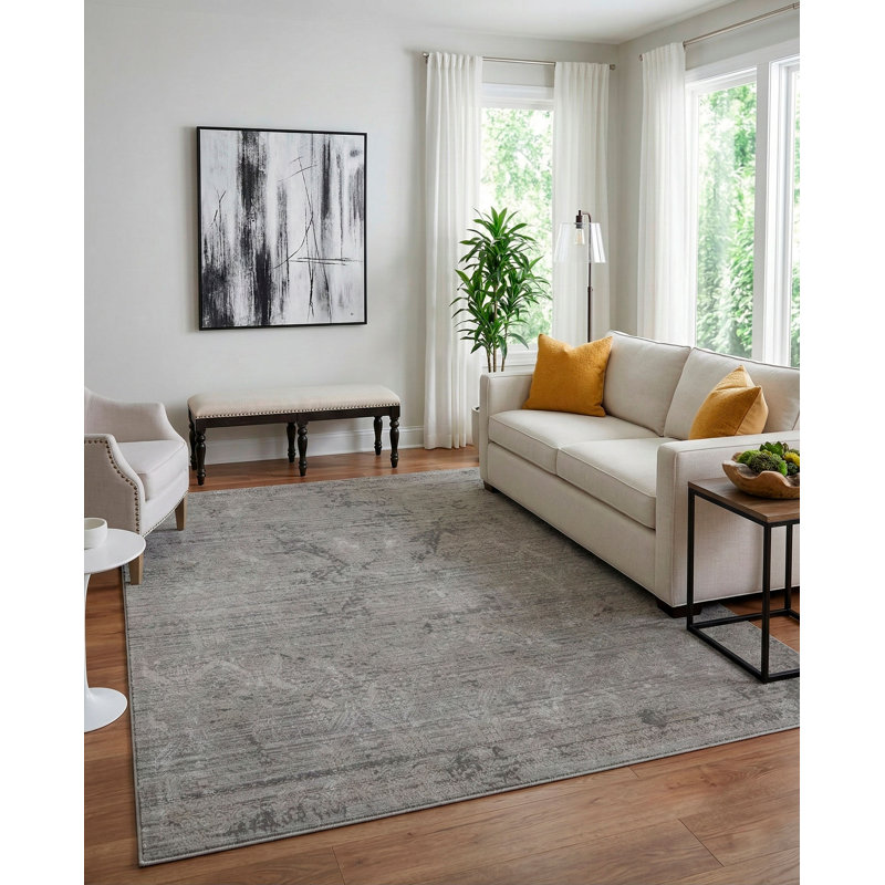 Ebru Area Rug in Gray, Rectangle 6'8" x 9'7"