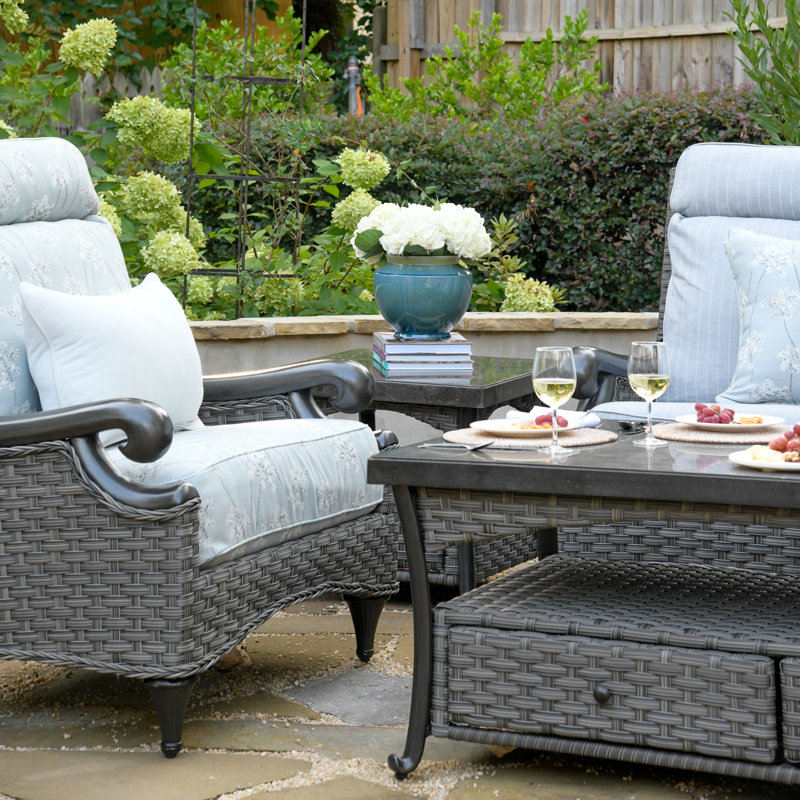 Davenport - Outdoor Coffee Table w/ Solid Bluestone Top & Hand Painted Aluminum Base