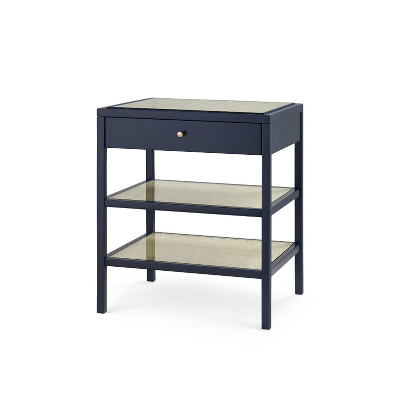 Caanan Glass End Table, Midnight Blue