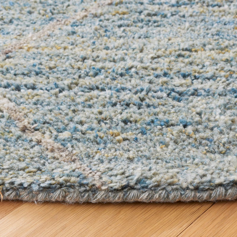 Moniz Hand Tufted Wool Geometric Rug, Round 6'