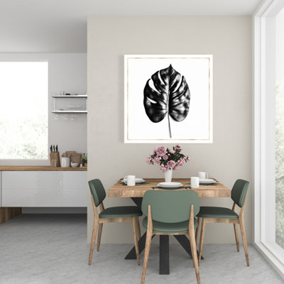 Toile botanique blanche exotique | Feuille de Philodendron