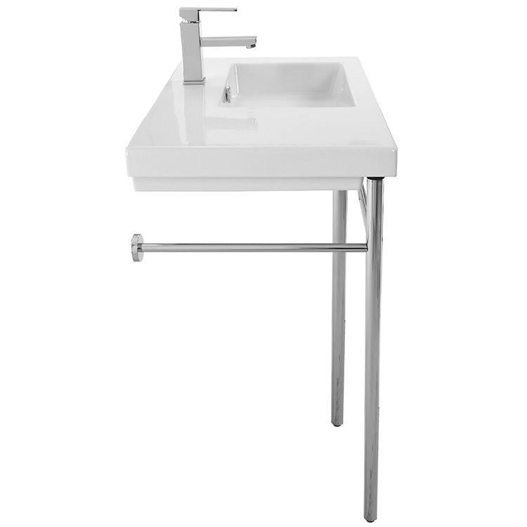 Ceramica Tecla By Nameeks Condal 17.72'' White Ceramic Rectangular Bathroom Sink with Overflow