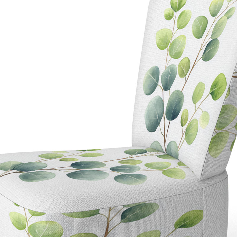 Chaise rembourrée en eucalyptus - Chaise d'appoint en branches d'eucalyptus aquarelle, Side Chair Armless