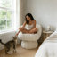 Chaise de meuble-lavabo pivotante rembourrée avec coussin-1813012109